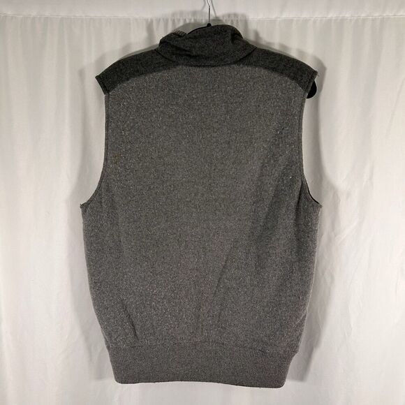 Express Wool Blend Vest Men's Large Grey Full Zip Button Pockets Satin Lining - Picture 7 of 8